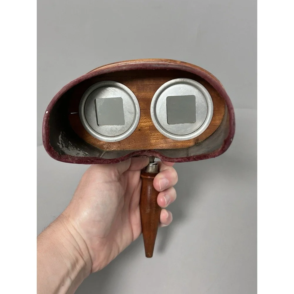 Vintage The MERCURY STEREOSCOPE Antique 3D Photo Card Viewer Metal & Wood